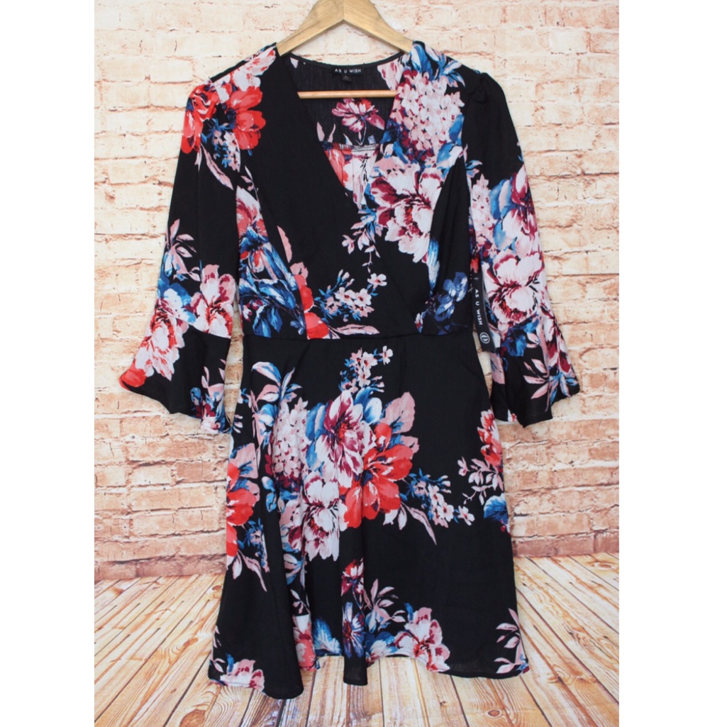 As U Wish | Floral Surplice Night Out Dress